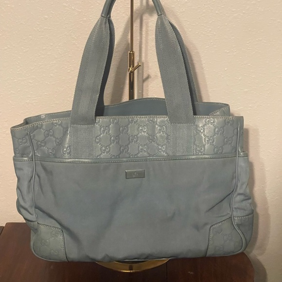 Gucci Guccissima Light Blue Tote Bag - Picture 1 of 12